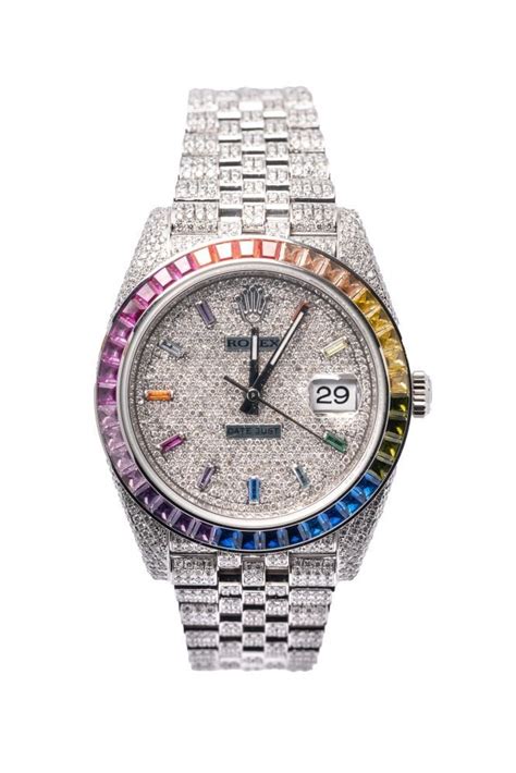 bust down rolex rainbow|rolex iced out.